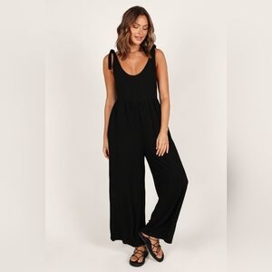 Petal & Pup Ayla Linen Black Jumpsuit Sz S